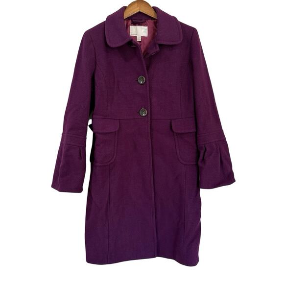 Old Navy Y2K Purple Peacoat Womens Medium Bell Sleeves Pockets Wool Blend Lined - Picture 1 of 10